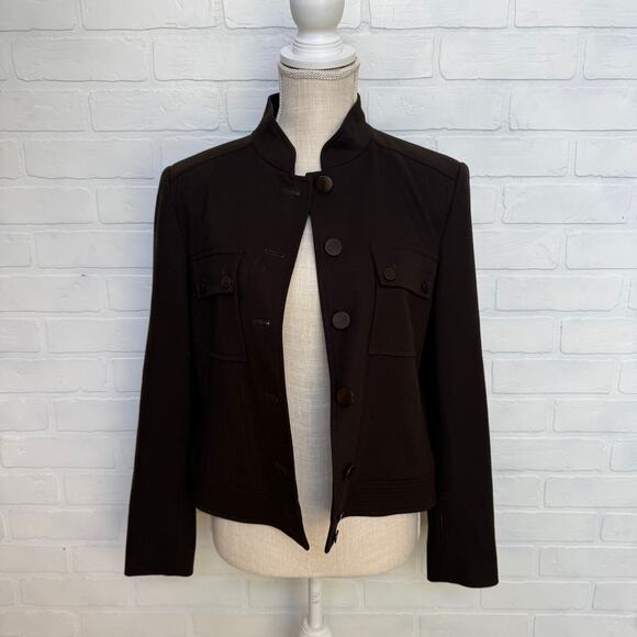 Talbots Women's Brown Wool Military Style Italy Lightweight Jacket sz 8 - Picture 2 of 8